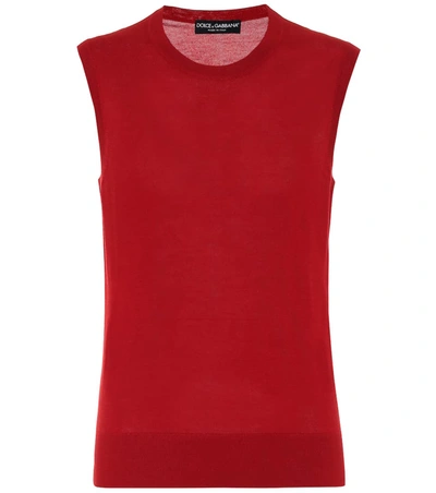 Dolce & Gabbana Sleeveless Cashmere-blend Sweater In Red