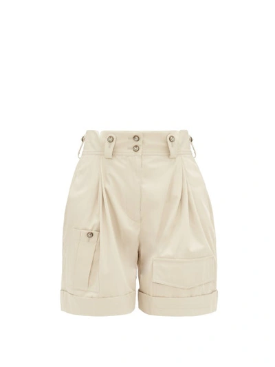 Dolce & Gabbana High-rise Cotton Cargo Shorts In Beige