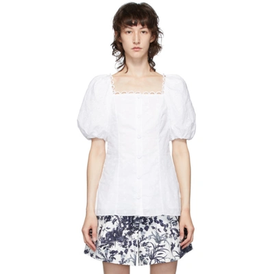 Erdem Inez Puff-sleeve Cotton Broderie-anglaise Blouse In Batiste White