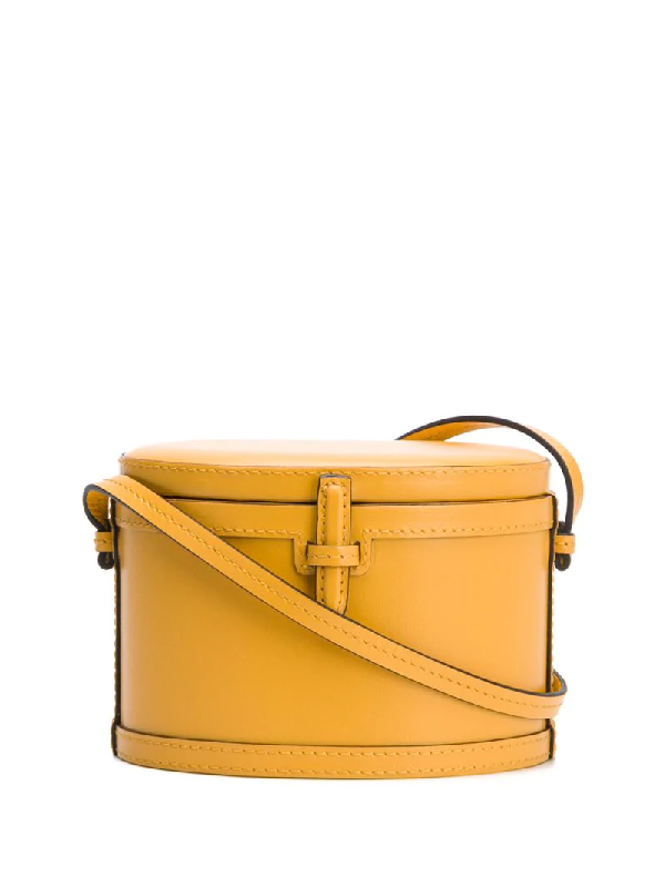 Hunting Season The Round Trunk Leather Crossbody Bag In Yellow | ModeSens