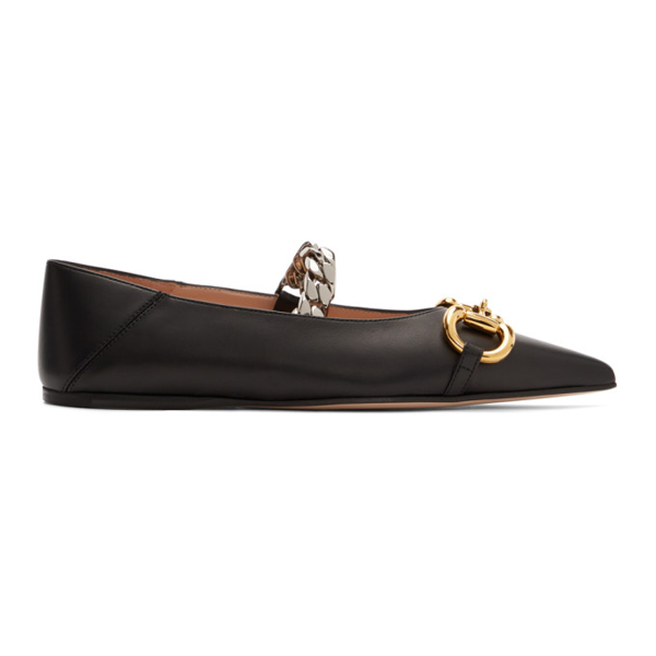 gucci deva ballet flats with chain and horsebit
