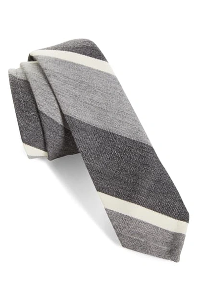 Thom Browne Stripe Wool & Cotton Tie In Med Grey