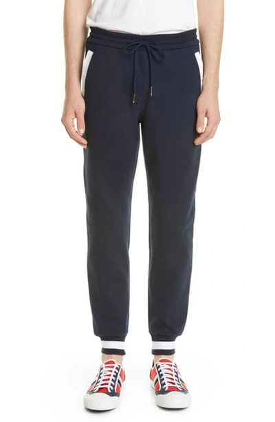 Thom Browne Contrast Pocket Cotton Sweatpants In Navy