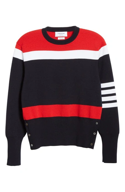 Thom Browne Stripe 4-bar Merino Wool Sweater In Red/white/blue