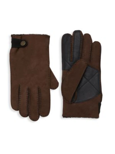 Ugg Slim-fit Sheepkin Gloves In Chocolate
