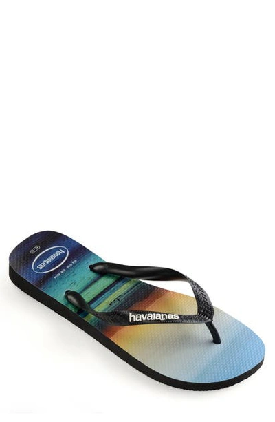 Havaianas Men's Hype Wave Flip-flops In Black/white