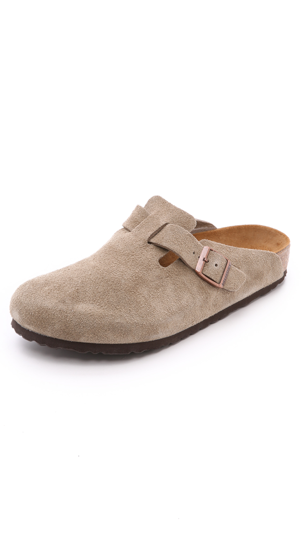 Birkenstock Boston Suede Leather (regular, Soft Footbed) - Taupe | ModeSens