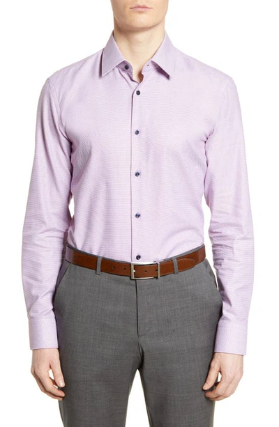 Hugo Boss Slim Fit Geometric Dress Shirt In Dark Pink