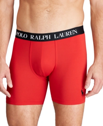 Polo Ralph Lauren Stretch Microfiber Boxer Briefs In Red/black