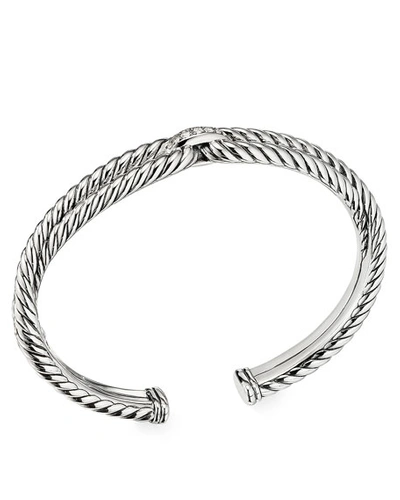 David Yurman Sterling Silver Cable Loop Bracelet With Diamonds In White/silver