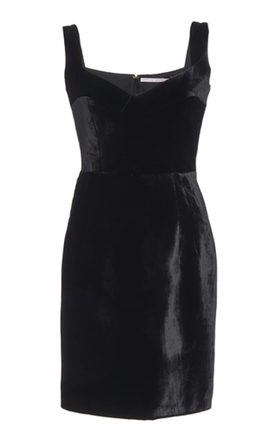 Emilia Wickstead Judita Pintucked Cotton-velvet Mini Dress In Black