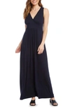 Karen Kane Sleeveless V-neck Maxi Dress In Navy