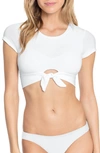 Robin Piccone Ava Solid Cropped T-shirt Bikini Top In White