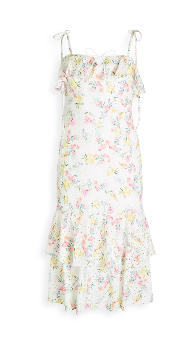 Yumi Kim San Juan Printed Dress In Mulberry Ivory Eyelet Lace