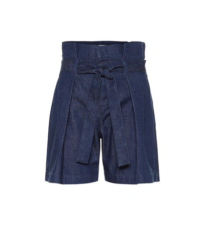 7 For All Mankind High-rise Denim Shorts In Blue