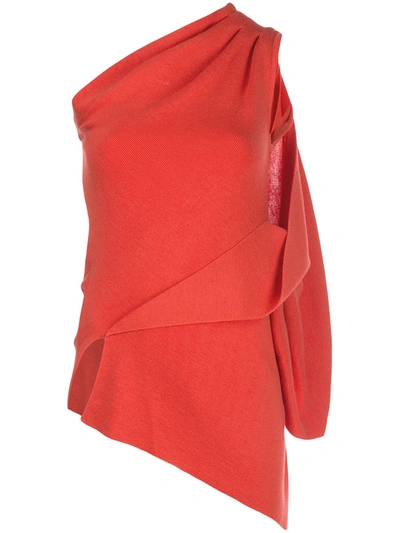 Monse One-shoulder Wool Sweater In Red