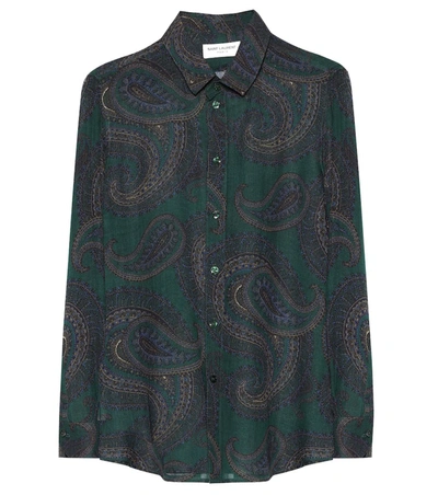 Saint Laurent Paisley Wool Shirt In Green