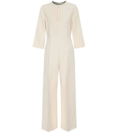 Gucci Silk-blend Jumpsuit In Beige