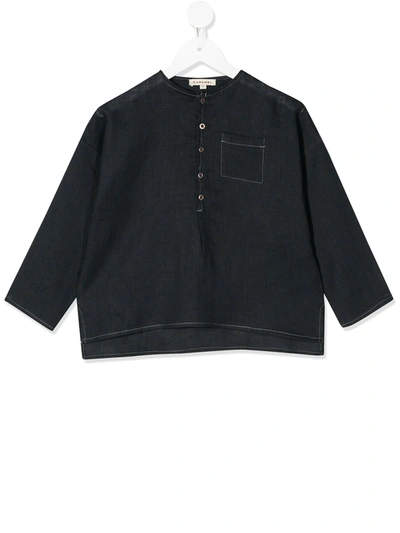 Caramel Kids' Pimlico Half-buttoned Shirt In Blue