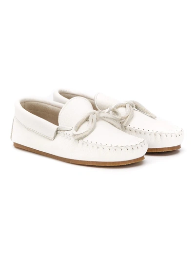 Pèpè Kids' Slip-on Moccasin Shoes In White