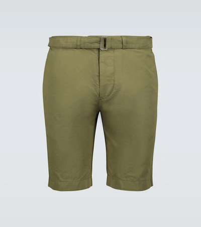 Officine Generale Julian Cotton-linen Shorts In Green