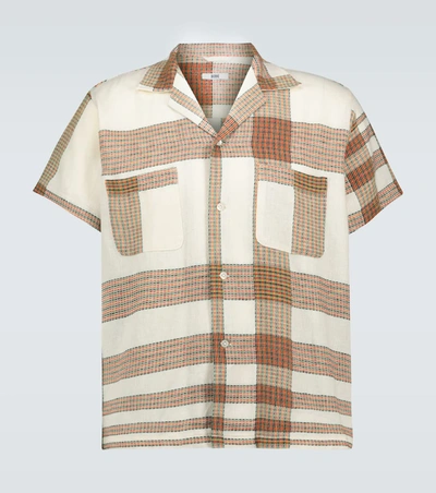 Bode Plaid Linen Bowling Shirt In Multicoloured