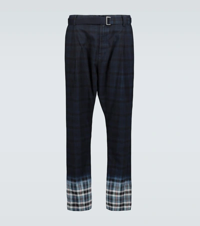 Sacai Madras Checked Pants In Blue