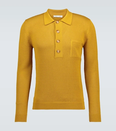 Cmmn Swdn Curtis Crochet Knitted Polo Shirt In Yellow