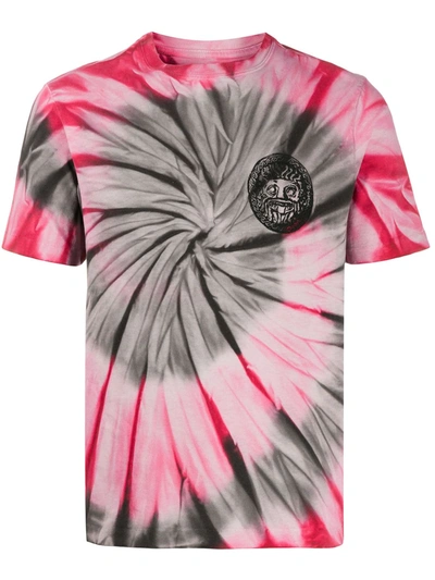 Paura Tie-dye Print Embroidered Detail T-shirt In Pink