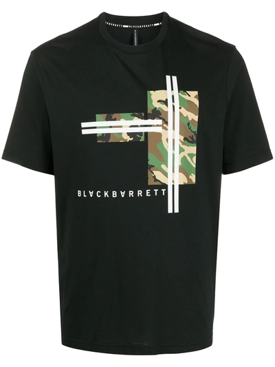 Blackbarrett Camouflage Logo Print T-shirt In Black