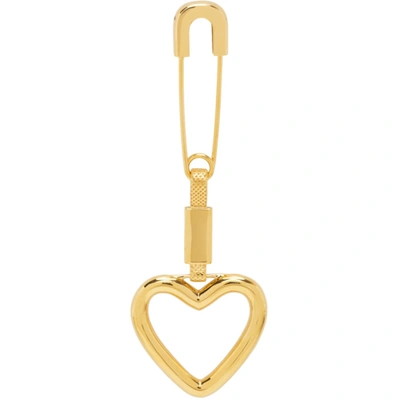 Ambush Heart Charm Paperclip-detail Earring In Gold