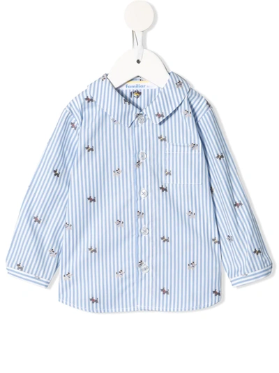 Familiar Babies' Dog-print Cotton Shirt In Blue
