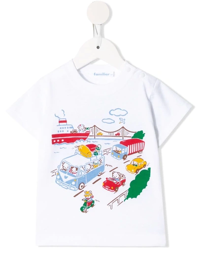 Familiar Kids' Graphic-print Cotton T-shirt In White
