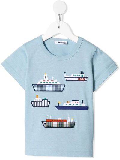 FAMILIAR EMBROIDERED SHIPS T-SHIRT 