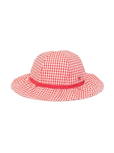 Familiar Kids' Checkered Sun Hat In Red