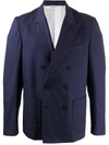 Maison Flaneur Fitted Double-breasted Blazer In Blue