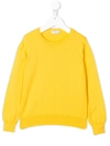 Siola Kids' Ribbed Detail Crew Neck Jumper In Yellow