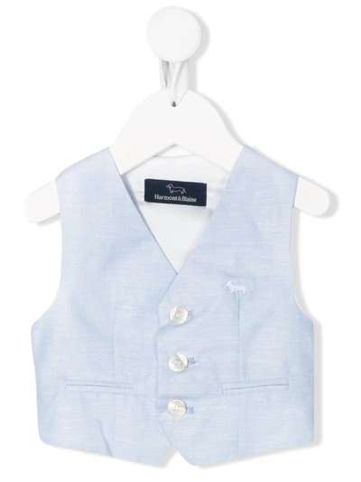 Harmont & Blaine Junior Babies' Embroidered Logo Waistcoat In Blue