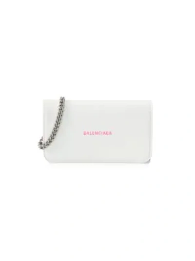 Balenciaga Cash Phone Hold Wallet In White Leather