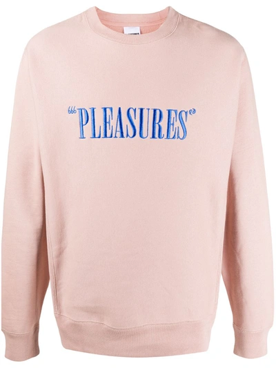 Pleasures Balance Embroidered Premium Crewneck In Pink