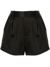 Alice And Olivia Alice + Olivia Alden Tulip Hem Shorts In Black