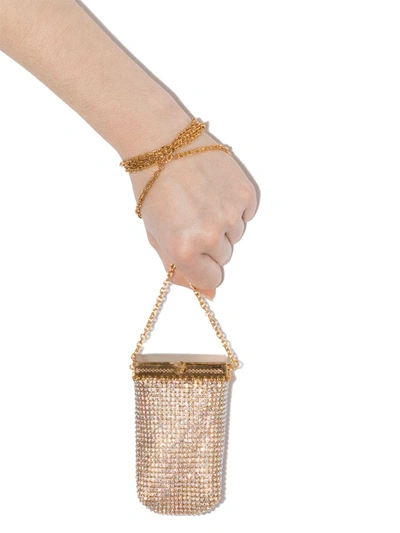 Versace Gold Tone Crystal Square Pouch Bag