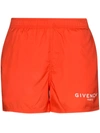 Givenchy Logo Drawstring Swim Shorts In Orange