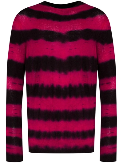 The Elder Statesman Ripple Tie-dye Striped Cashmere Jumper In Pink