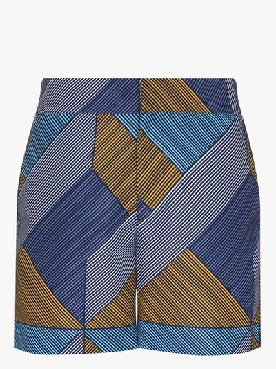 Frescobol Carioca Classic Weave Printed Swim Shorts In Blue