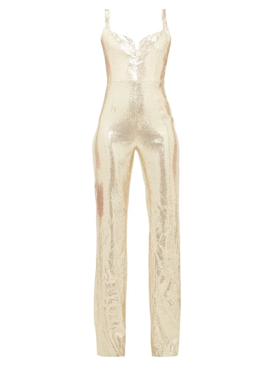 Galvan Galaxy Sequinned Jumpsuit In Pale Gold ModeSens - Main Image