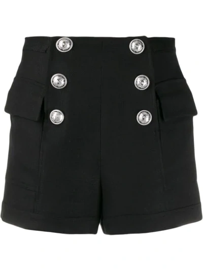 Balmain High-rise Double-breasted Shorts In Black