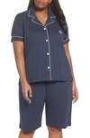 Lauren Ralph Lauren Knit Crop Pajamas In Navy Dot