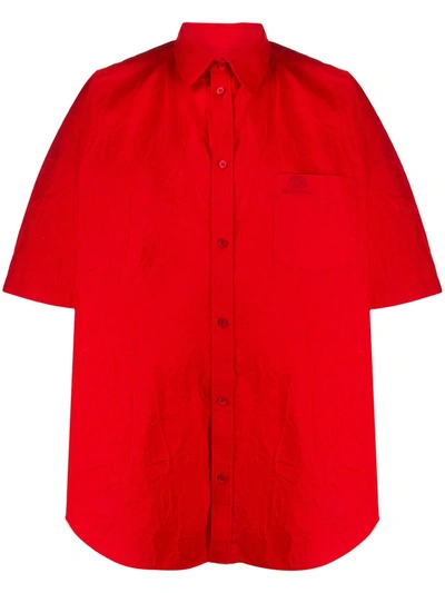 Balenciaga Short Sleeve Cocoon Shirt In Red