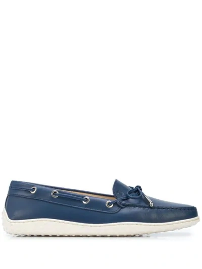 Tod's Lace-up Leather Loafers In Blue